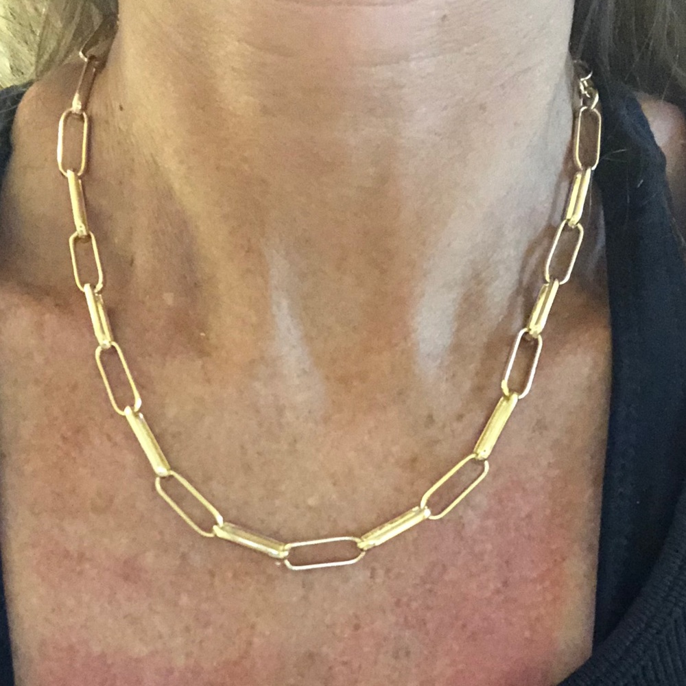 Gold paper clip chain necklace